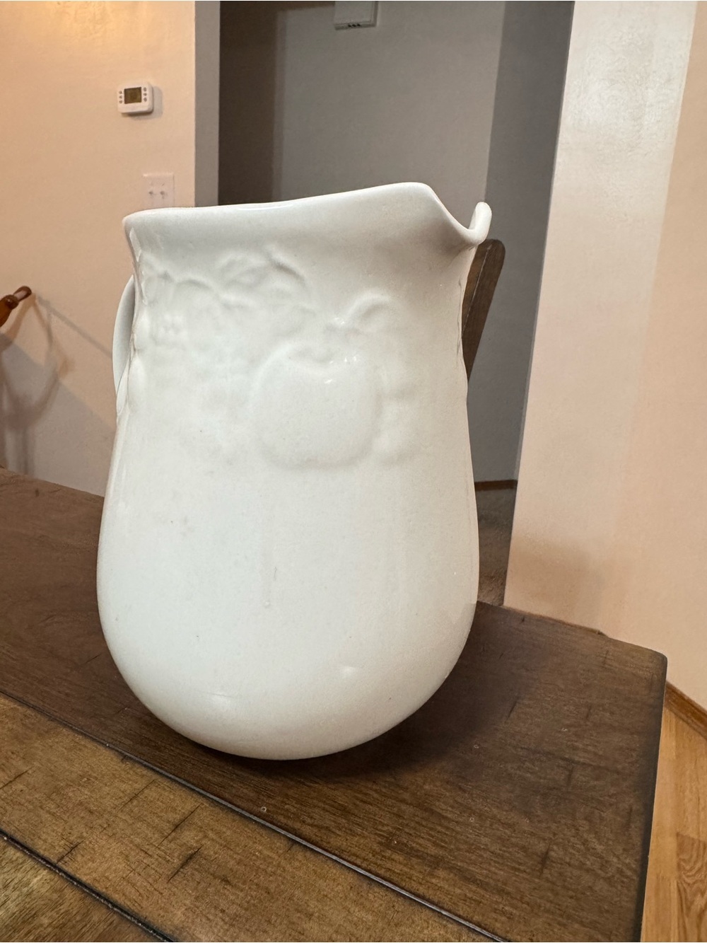 Vintage Gibson Stoneware Pitcher | Embossed Fruit Motif